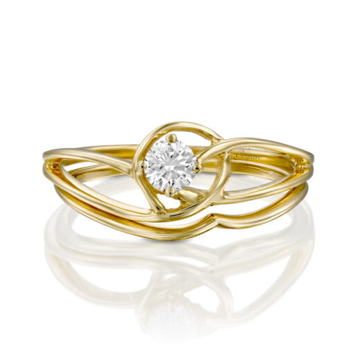 טבעת אירוסין מעוקלת זהב צהוב