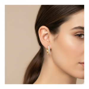 Alternative view of עגילי חישוק קטן יהלומים