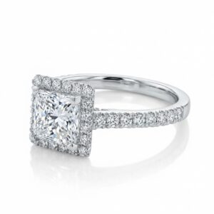 Alternative view of טבעת אירוסין יהלום 1 קראט פרינסס מעבדה יהלומי צד זהב לבן 14 קראט