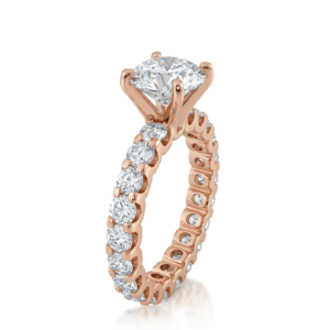 Alternative view of טבעת אירוסין יוקרתית זהב אדום 14 קראט יהלום מעבדה 2 קראט ושיבוץ יהלומים מלא